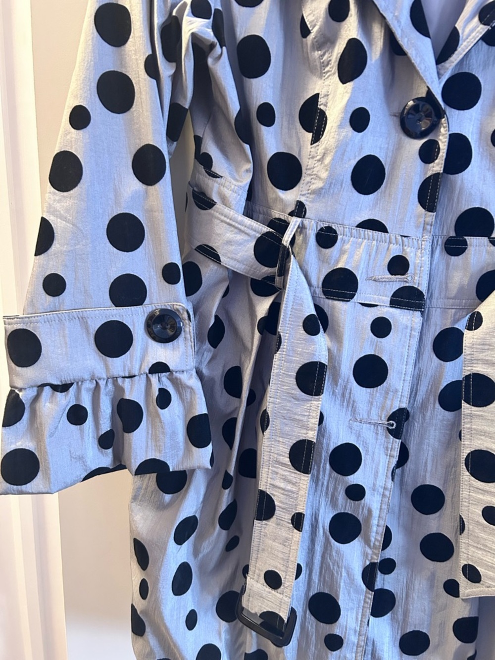 Silver Polka Dot Trench Coat - Picture 4 of 5